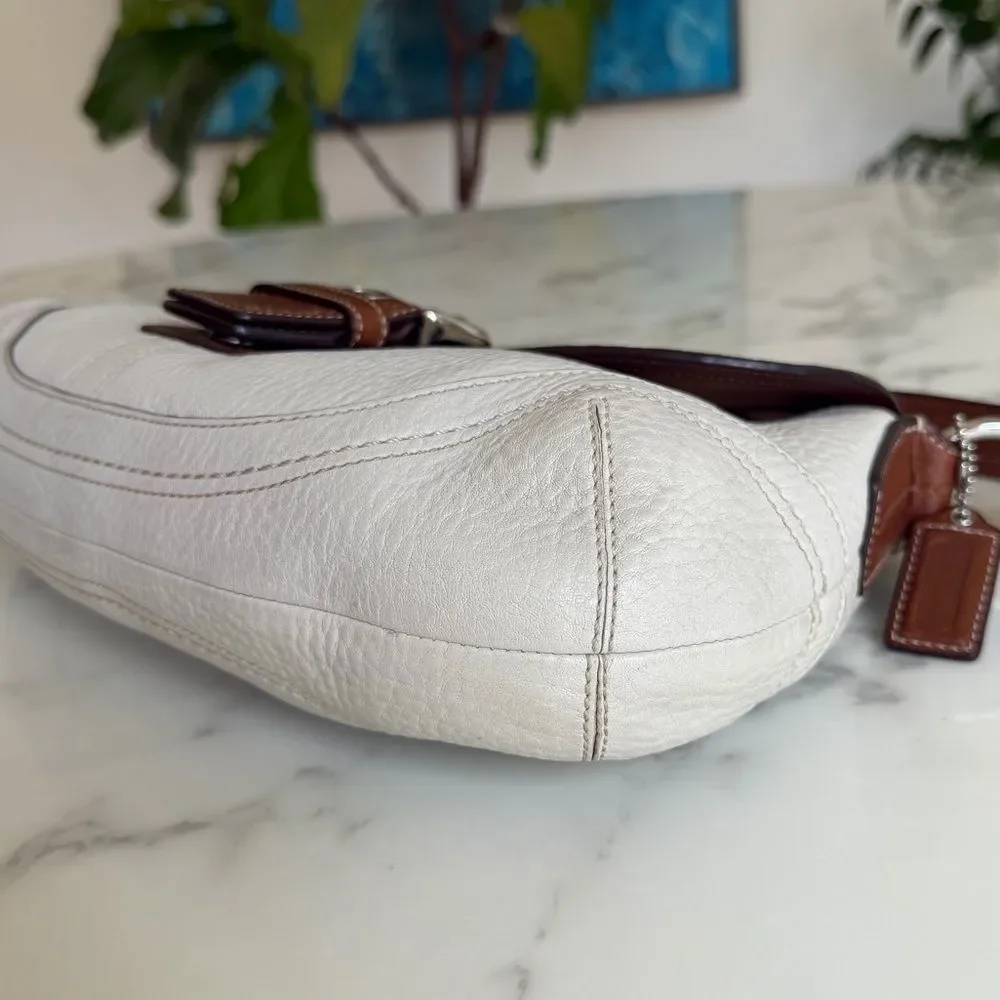 COACH Y2K Vintage Soho Medium Buckle Leather Shoulder Bag F12301 Cream Brown